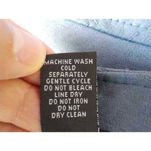 Alfani Blue Motto Jacket Faux Leather Mid Length Zip Pockets Women size 0X (12) - Picture 9 of 10